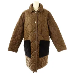 トラディショナルウェザーウェア Traditional Weatherwear BF KINGSWAY 中綿コート ジャケット アウター チェック柄 ウール 34 XS 茶 ブラウン /KO ■OS