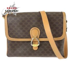 美品 CELINE セリーヌ ヴィンテージ マカダム柄 ブラウン ゴールド金具 PVC/レザー 斜め掛け ショルダーバッグ 504741【中古】