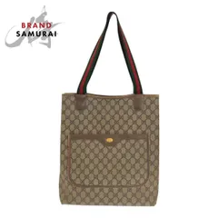 GUCCI グッチ ヴィンテージ シェリーライン オールドグッチ ブラウン ゴールド金具 GGスプリームキャンバス/レザー トートバッグ 505774【中古】