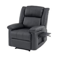 Reclining chair with table, single-seater electric reclining sofa, fabric, integrated ottoman, pressure-dispersing, perfect for single living [Black]