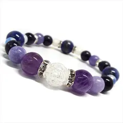 幸福な未来を約束…　天然石 アメジスト ラピスラズリ アクアマリン デザインブレスレット  ：D5-72