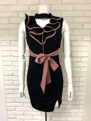 609 dazzy store デイジーストア キャバクラ ドレス ミニ 新品タグ付き フリル ウエストリボン ジップ キャバドレス S