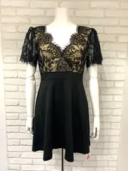 608 キャバクラ ドレス ミニ 新品タグ付き レース切り替えドレス フレア ストレッチ ナイトドレス キャバドレス XL