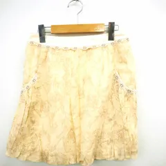 プライドグライド prideglide スカート ボトムス フレア 花柄 レース ミニ ショート コットン 綿 38 イエロー 黄 /MT3