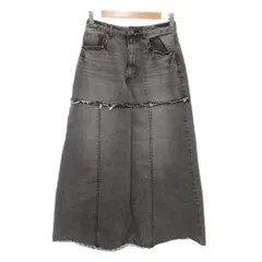 ジーナシス JEANASIS デニムスカート ロング M フレア フリンジ 黒 ブラック グレー /AE