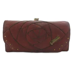 アナスイ ANNA SUI 長財布 ウォレット フラップ がま口 レザー バラモチーフ ロゴチャーム レザー 茶 ブラウン /GV
