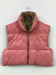 ダウンベスト ピンク ナイロン 無地 フードなし