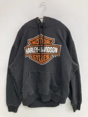 HARLEY-DAVIDSON パーカー M ブラック コットン 裏起毛 プルオーバー 長袖