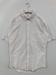 UNIQLO シャツ/ブラウス M ホワイト コットン 無地 ミドル丈 半袖 ボタンダウン