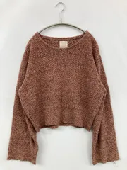 Kastane ニット/セーター F ブラウン ボートネック 長袖 ショート丈 無地 コットン