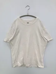 UNIQLO U Tシャツ/カットソー S ホワイト 無地 ミドル丈 半袖 クルーネック(丸首)