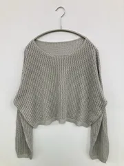 Chip Clip ニット/セーター L グレー ニット 無地 ショート丈 長袖 クルーネック(丸首)