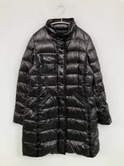 Merveille ダウンジャケット/コート S ブラック ナイロン 無地 ロング丈 フードなし ボタン留め