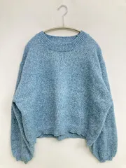petit Fleur ニット/セーター F スカイブルー ニット 無地 ショート丈 長袖 クルーネック(丸首)