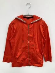 TOMMY HILFIGER パーカー S レッド コットン 無地 ブランドロゴ ジップアップ 長袖