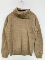 UNIQLO ニット/セーター L ベージュ ウール・ニット 無地 ミドル丈 長袖 タートルネック/ハイネック