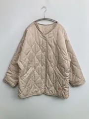 JaVa ブルゾン M ベージュ 無地 ワンポイント ブランドロゴ キルティング フードなし ボタン留め ミドル丈