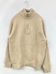 UNIQLO ニット/セーター M アイボリー ウール・ニット 長袖 ミドル丈 無地 タートルネック/ハイネック