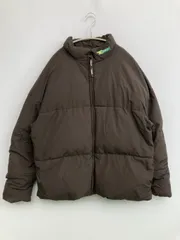 BEAR ダウンジャケット/コート Large ブラウン ナイロン 無地 バックプリント ブランドロゴ ミドル丈 フードなし ジップアップ