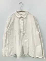 UNIQLO シャツ/ブラウス S ホワイト コットン 無地 ミドル丈 長袖 レギュラーカラー
