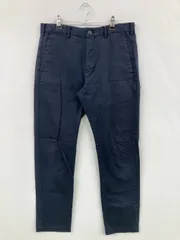 UNIQLO チノパンツ ウエスト 79cm ネイビー フルレングス コットン ストレッチ 無地 スタンダード テーパード レギュラー