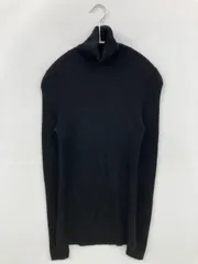 UNIQLO ニット/セーター M ブラック 無地 ミドル丈 タートルネック/ハイネック 長袖