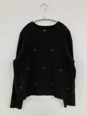 ニット/セーター M ブラック その他総柄 ミドル丈 長袖 クルーネック(丸首)