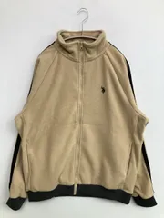 U.S. POLO ASSN. ブルゾン M ベージュ ボア ワンポイント ブランドロゴ ライン柄 ミドル丈 フードなし ジップアップ