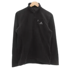 アディダス adidas プルオーバーフリースジャケット ハーフジップ ロゴ刺繍 M 黒 ブラック /GV