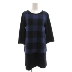 マックレガー マクレガー McGREGOR ヴィンテージ 90s ニットワンピース 七分丈 ひざ丈 格子柄 チェック ウール M 紺 ネイビー /GV