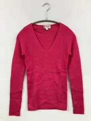 MICHEL KLEIN ニット/セーター 38 ピンク ウール・ニット 無地 長袖 Vネック