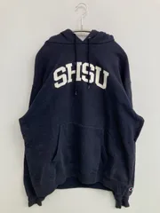 Champion パーカー L ネイビー コットン 裏起毛 前面プリント ブランドロゴ プルオーバー 長袖