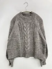 earth music&ecology ニット/セーター F グレー ウール・ニット 無地 ミドル丈 長袖 クルーネック(丸首)