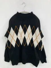 ニット/セーター M ブラック ニット その他総柄 ミドル丈 長袖 タートルネック/ハイネック