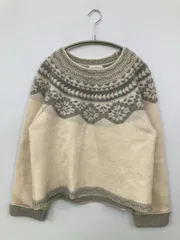 ニット/セーター L アイボリー ウール・ニット クルーネック(丸首) 長袖 ショート丈