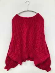 CARVEN ニット/セーター M レッド ウール・ニット 無地 ミドル丈 長袖 ボートネック