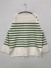 SENSE OF PLACE ニット/セーター One-size ホワイト ニット ボーダー柄 長袖 ミドル丈 ボートネック