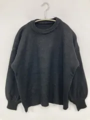 ニット/セーター ブラック 無地 長袖 クルーネック(丸首)