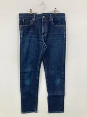 UNIQLO デニムパンツ 32 ネイビー フルレングス 無地 スタンダード テーパード レギュラー リジッド・ワンウォッシュ