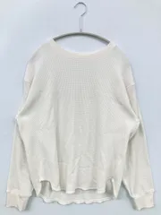 UNIQLO Tシャツ/カットソー M ホワイト 無地 ミドル丈 長袖 クルーネック(丸首)