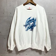 GU ジーユー 遊戯王 ブルーアイズホワイトドラゴン スウェット トレーナー  プルオーバー トップス 裏起毛 L ホワイト 白 メンズ S9-2-1