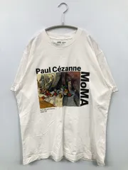 UNIQLO Tシャツ/カットソー L ホワイト 前面プリント バックプリント ブランドロゴ ミドル丈 半袖 クルーネック(丸首)