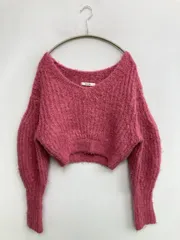 SNIDEL ニット/セーター F ピンク ウール・ニット ナイロン 無地 ショート丈 長袖 Vネック