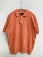 Ralph Lauren ニット/セーター L オレンジ ウール・ニット 無地 ワンポイント ブランドロゴ ミドル丈 半袖 ヘンリーネック