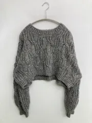 Hedker ニット/セーター F グレー ウール・ニット 無地 ショート丈 長袖 クルーネック(丸首)