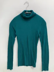 UNIQLO ニット/セーター M グリーン ウール・ニット 無地 ミドル丈 長袖 タートルネック/ハイネック