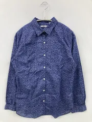 UNIQLO シャツ/ブラウス L ブルー コットン 花柄・ボタニカル柄 その他総柄 長袖 レギュラーカラー