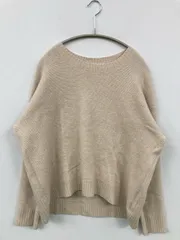 UNIQLO ニット/セーター XL ベージュ コットン ナイロン 無地 ミドル丈 長袖 ボートネック