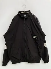 UMBRO ナイロンジャケット M ブラック 無地 ワンポイント ブランドロゴ ライン柄 フードなし