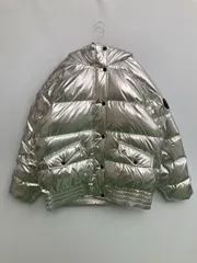 GAP ダウンジャケット/コート M シルバー ナイロン 無地 ショート丈 フードあり ボタン留め